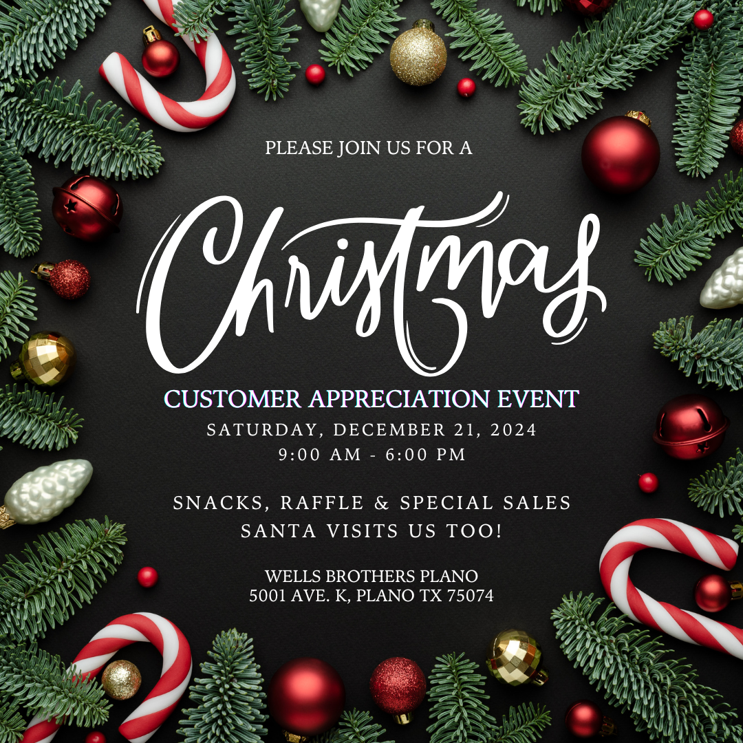 Customer Appreciation Day event at Wells Brothers in Plano, TX. Saturday, December 21, 2024.